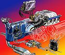 Automotive fuel system illustration for book cover
