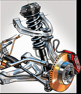 automotive technical Illustration, suspension system 